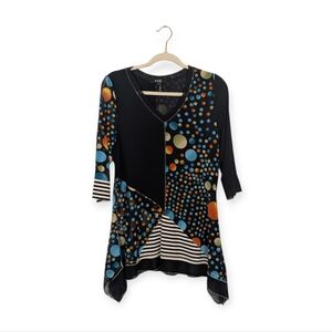 Lior Paris Black Multicolor Patchwork Lagenlook Tunic Size M